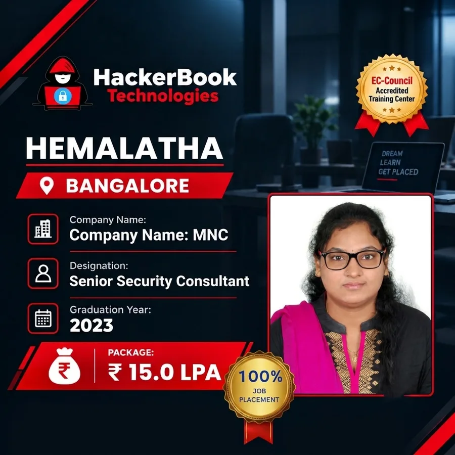 Hemalatha placement poster: Senior Security Consultant at MNC, ₹15 LPA