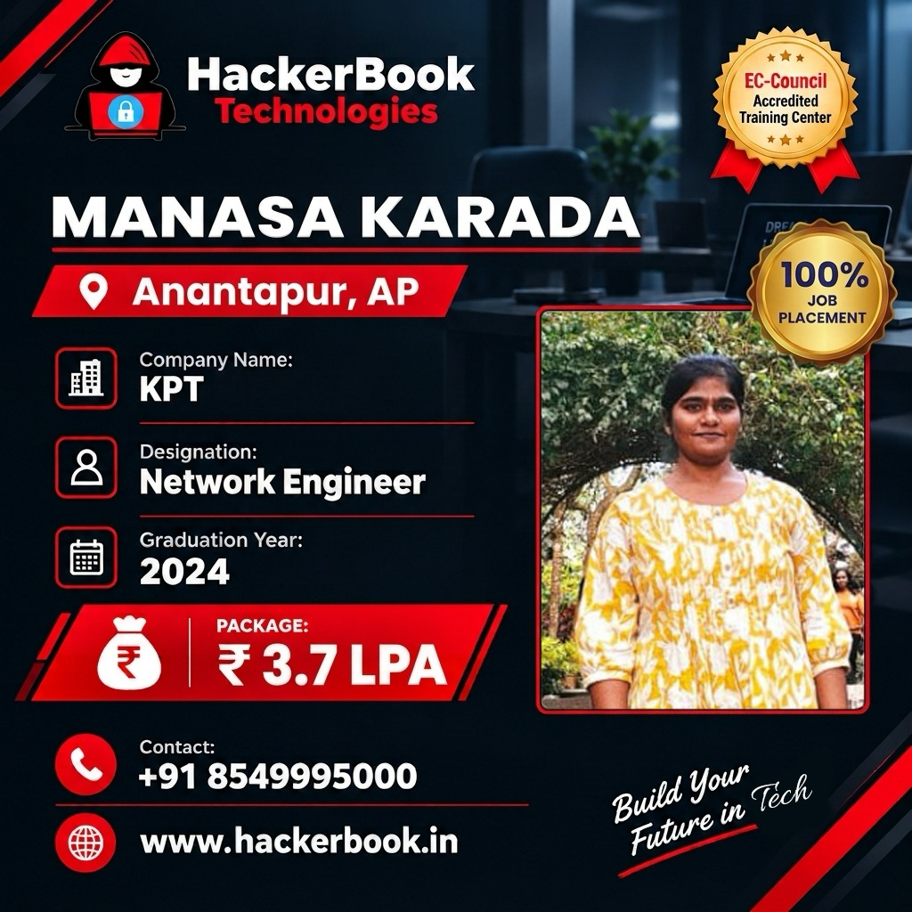 Manasa Karada placement poster: Network Engineer at KPT, ₹3.7 LPA