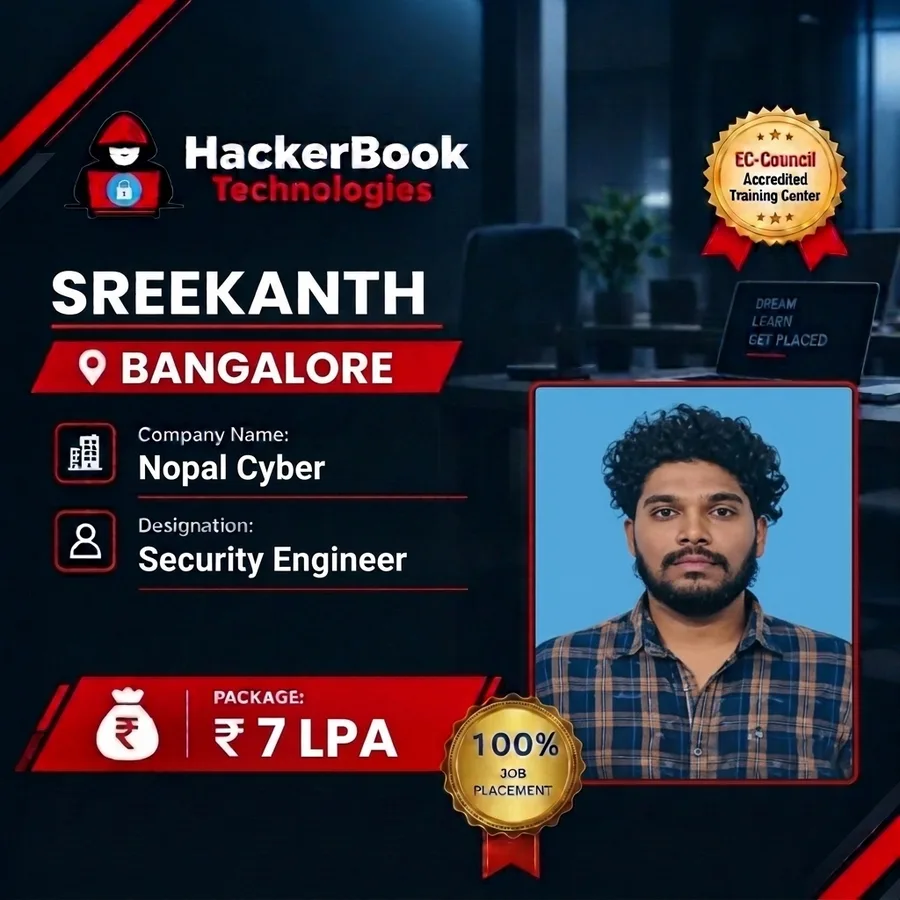 Sreekanth placement poster: Security Engineer at Nopal Cyber, ₹7 LPA